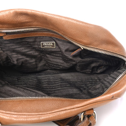 Prada Vitello Daino Embossed Logo Bowler Cuoio 4 of 4