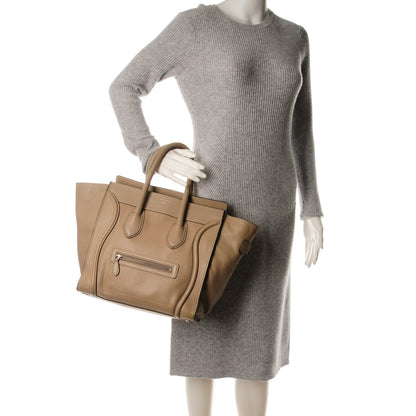 Celine Drummed Calfskin Mini Luggage Dune 2 of 14