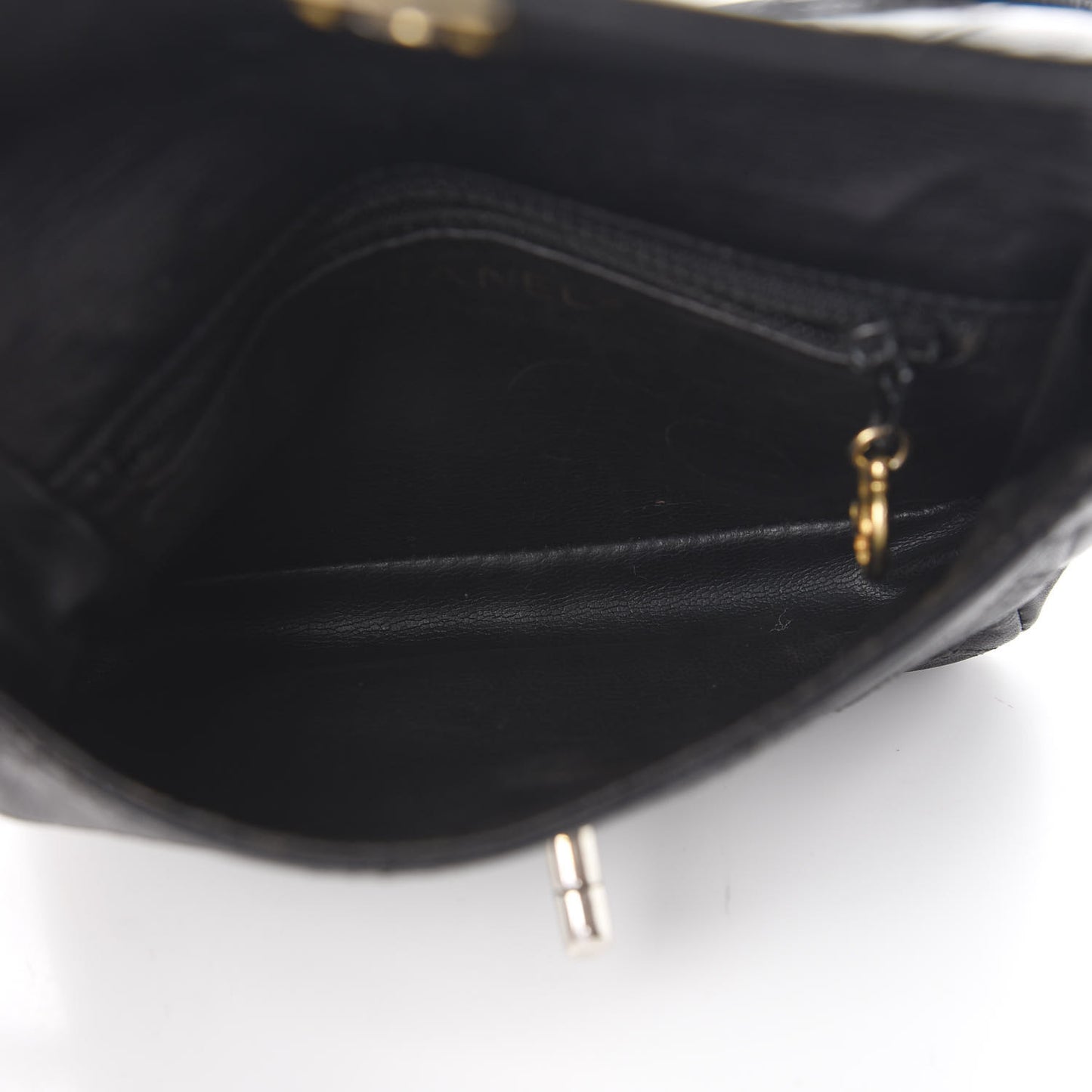 Lambskin Diamond Stitched Flap Waist Belt Bag 65 Black