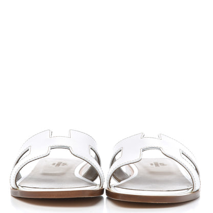 Hermes Box Calfskin Oran Sandals 38 White 2 of 11