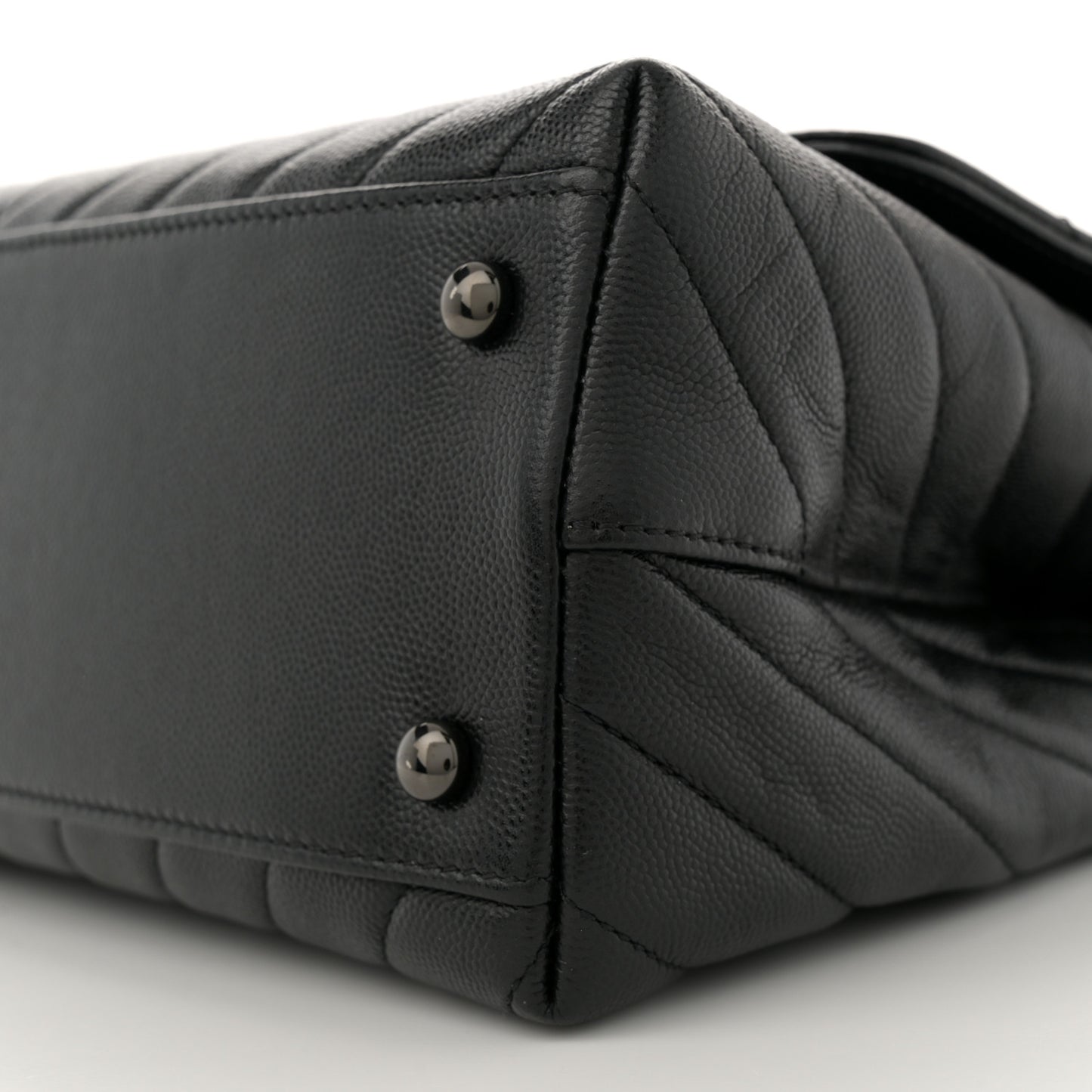 Caviar Chevron Quilted Small Coco Handle Flap So Black