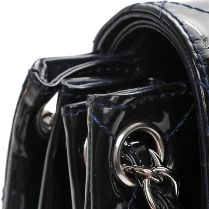 Chanel Patent Quilted Accordion Double Flap Navy Blue 8 of 8