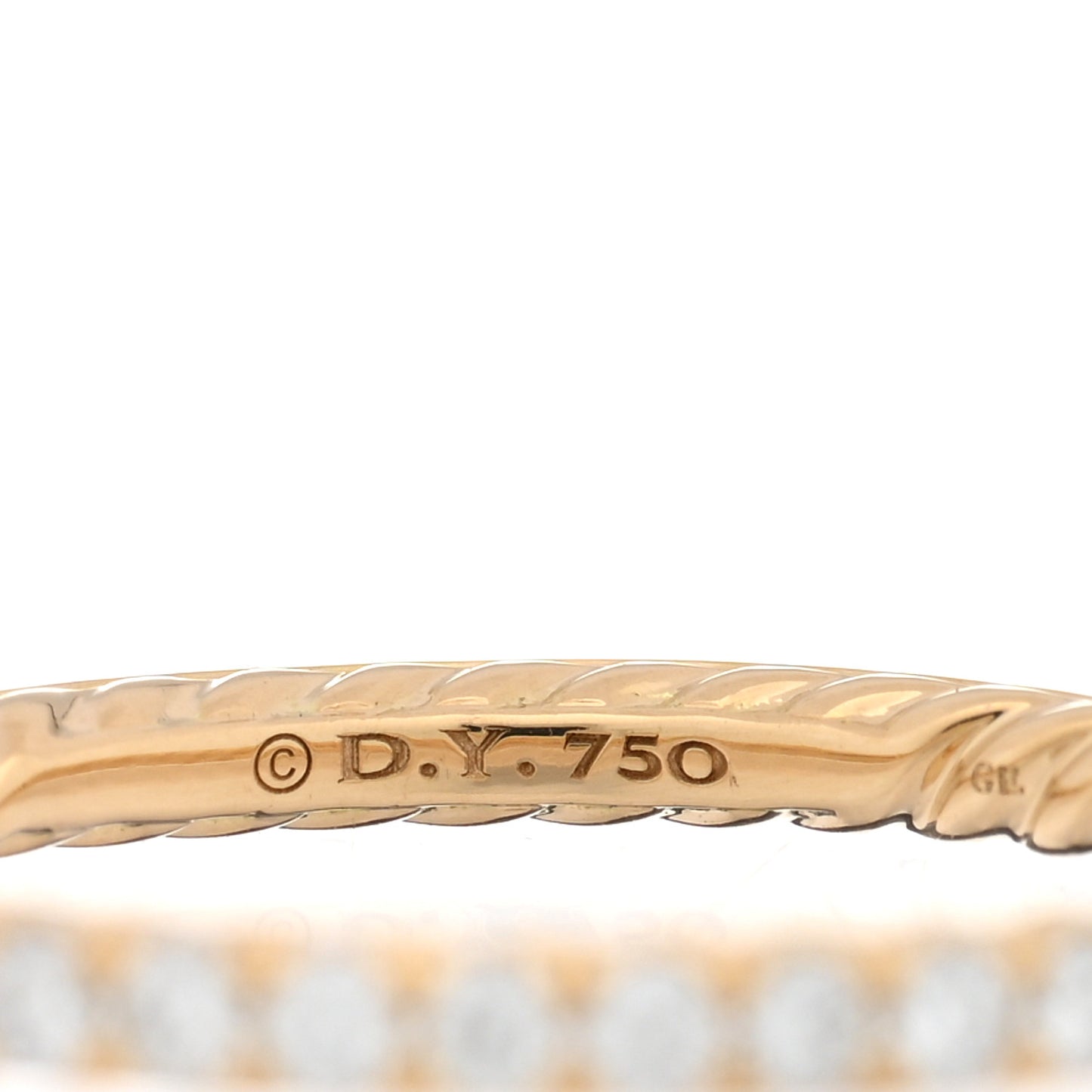 18K Yellow Gold Diamond 2mm Cable Collectibles Band Ring 48 4.5