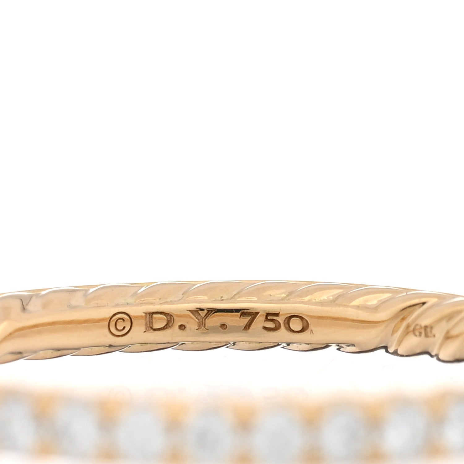 David Yurman 18K Yellow Gold Diamond 2mm Cable Collectibles Band Ring 48 4.5 4 of 4