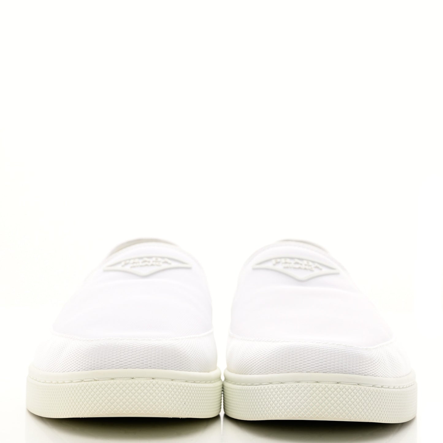 Technical Nylon Triangle Logo Mens Slip On Sneakers 7 White