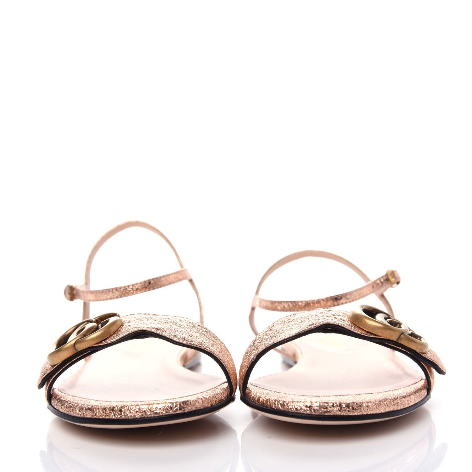 Gucci Galassia GG Marmont Ankle Wrap Flat Sandals 35 Salmone 2 of 9