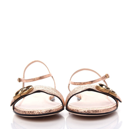 Gucci Galassia GG Marmont Ankle Wrap Flat Sandals 35 Salmone 2 of 9