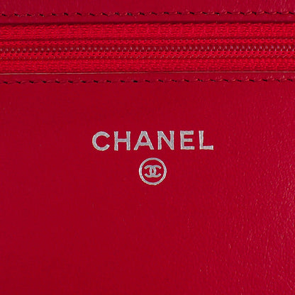 Chanel Lambskin Quilted Wallet On Chain WOC Red 6 of 8