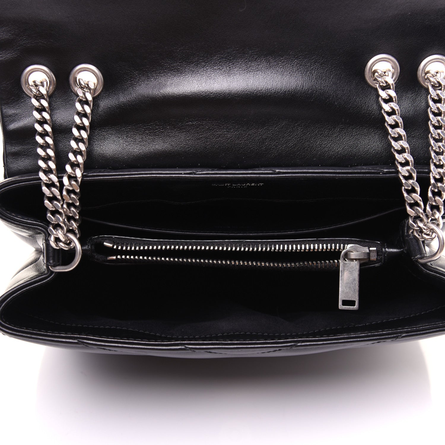 Saint Laurent Calfskin Y Quilted Monogram Small Loulou Chain Satchel Black 5 of 19
