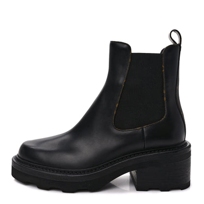 Louis Vuitton Calfskin Monogram Beaubourg Ankle Boots 39.5 Black 1 of 9