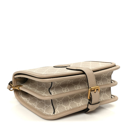 Gucci GG Supreme Monogram Textured Dollar Calfskin Mini Retro Interlocking G Flap Shoulder Bag Beige Mystic White Oatmeal 4 of 10