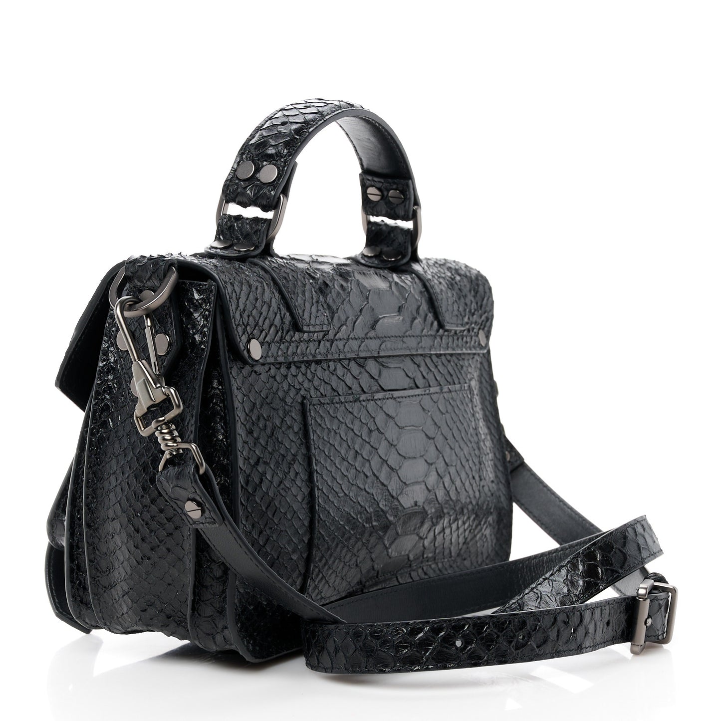 PROENZA SCHOULER Snakeskin Tiny PS1 Satchel Black