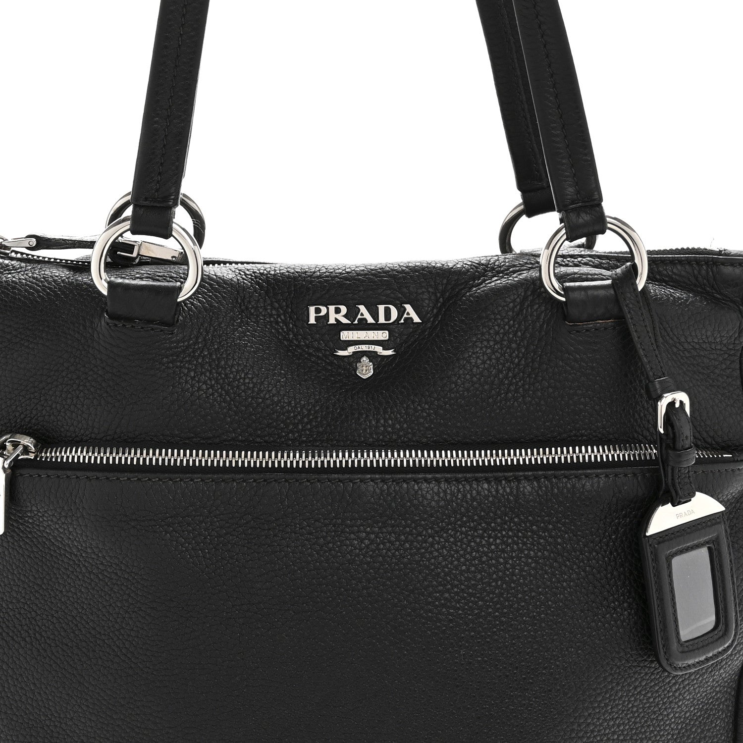 Prada Vitello Daino Shopping Tote Black 9 of 17