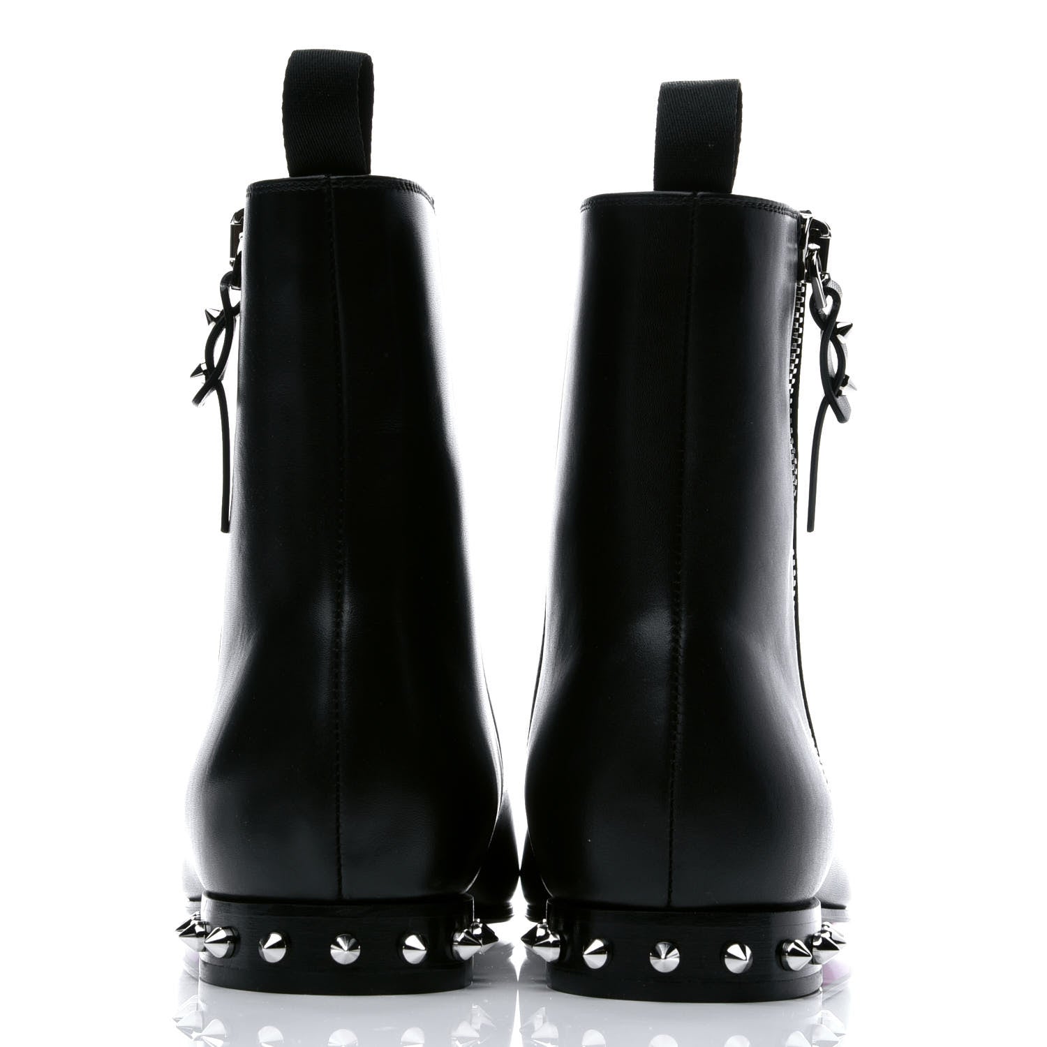 Christian Louboutin Calfskin Spikes Roadirik Flat Boots 41 Black 5 of 9