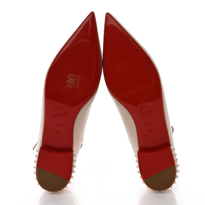 Christian Louboutin Calfskin Conclusive Spike Ankle Strap Ballerina Flats 39.5 Leche 6 of 14