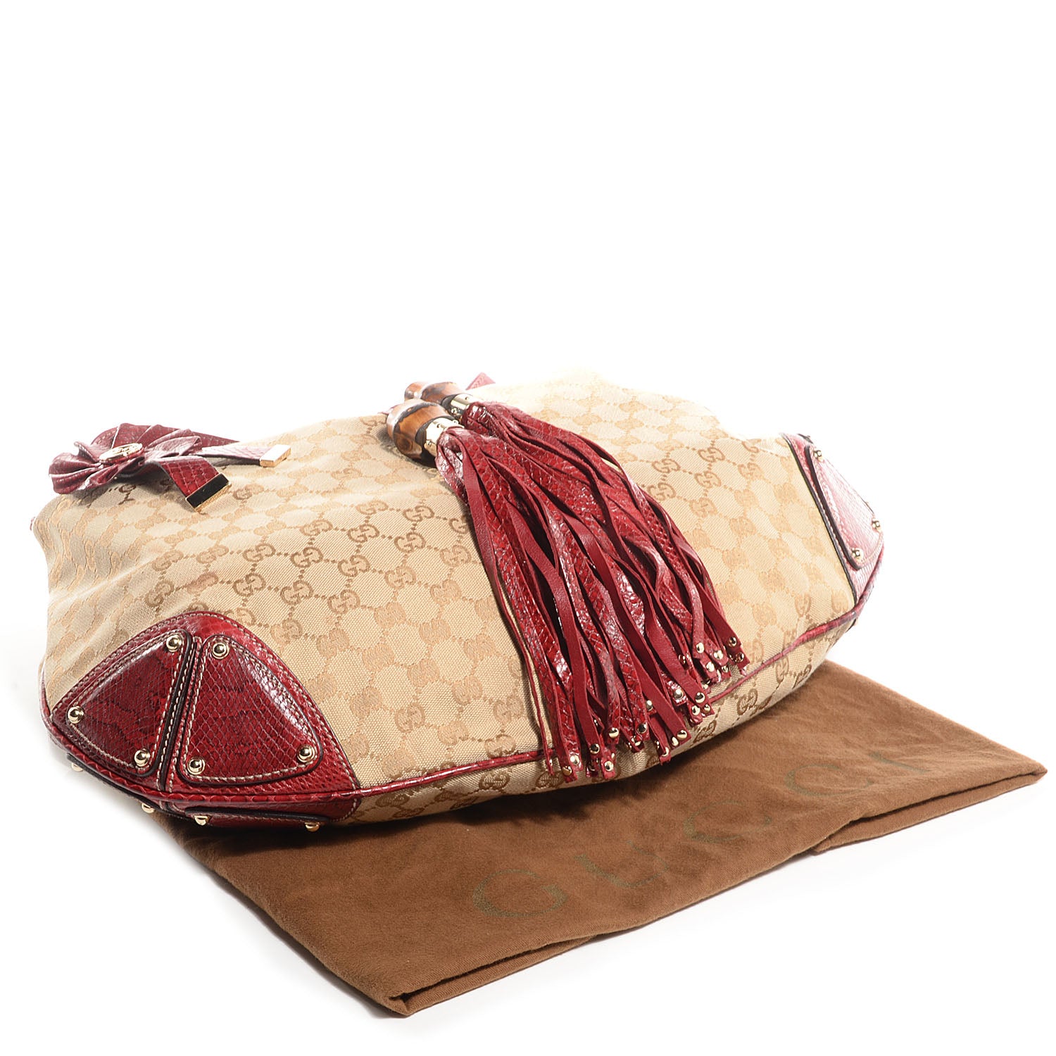 Gucci Monogram Python Large Unicef Indy Top Handle Hobo Red 4 of 8