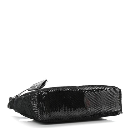 Prada Paillettes Sequin Mini Re-Edition 2000 Bag Black White 4 of 9