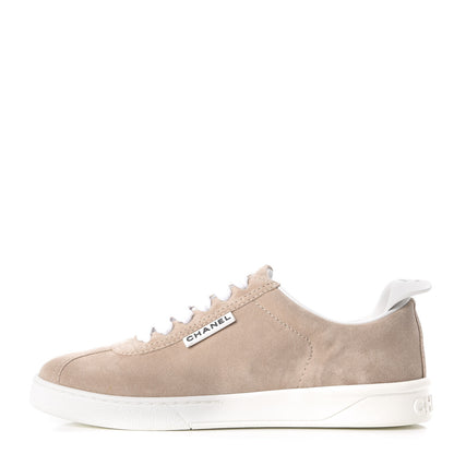 Chanel Suede Calfskin Womens Sneakers 36 Dark Beige 1 of 10