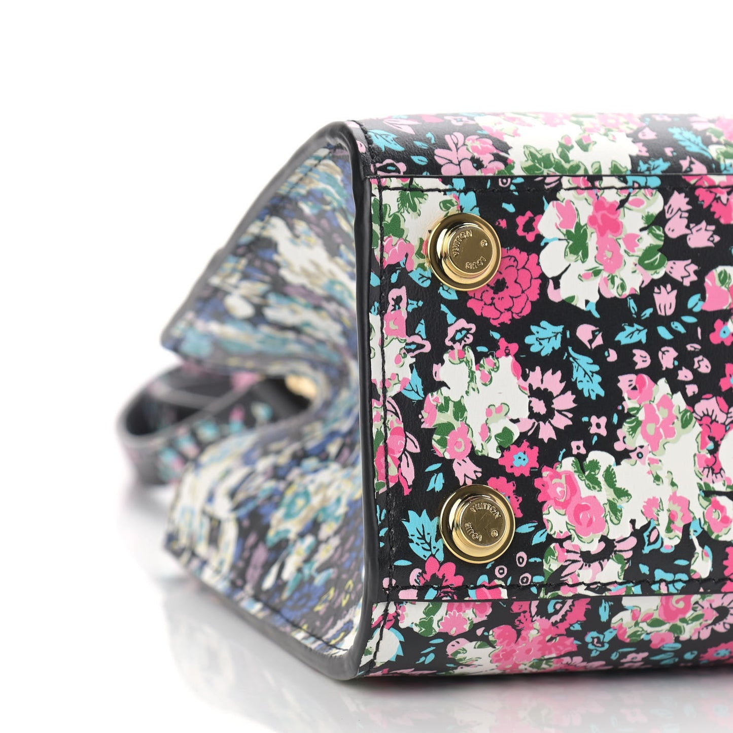 Calfskin Floral Print Mini City Steamer Black