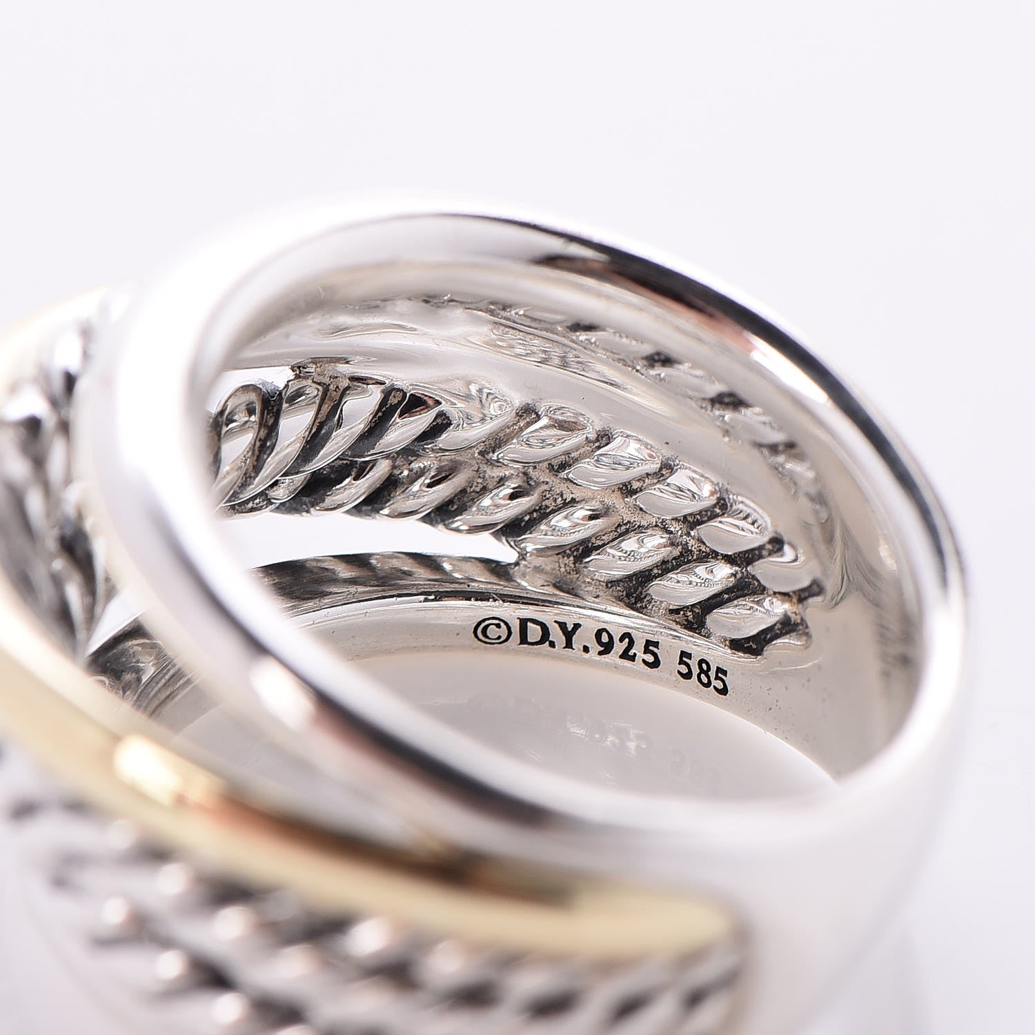 David Yurman Sterling Silver 14K Yellow Gold Crossover Ring 51.9 6 5 of 5