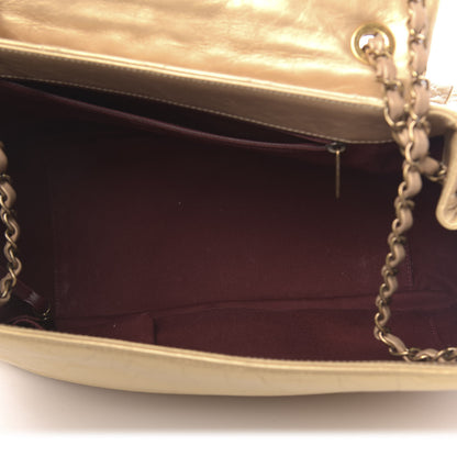 Chanel Metallic Aged Calfskin Quilted Large Pondichery Flap Gold 6 of 13