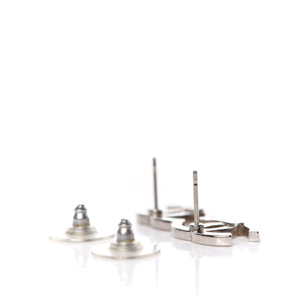 Chanel Crystal Timeless CC Earrings Silver 3 of 8