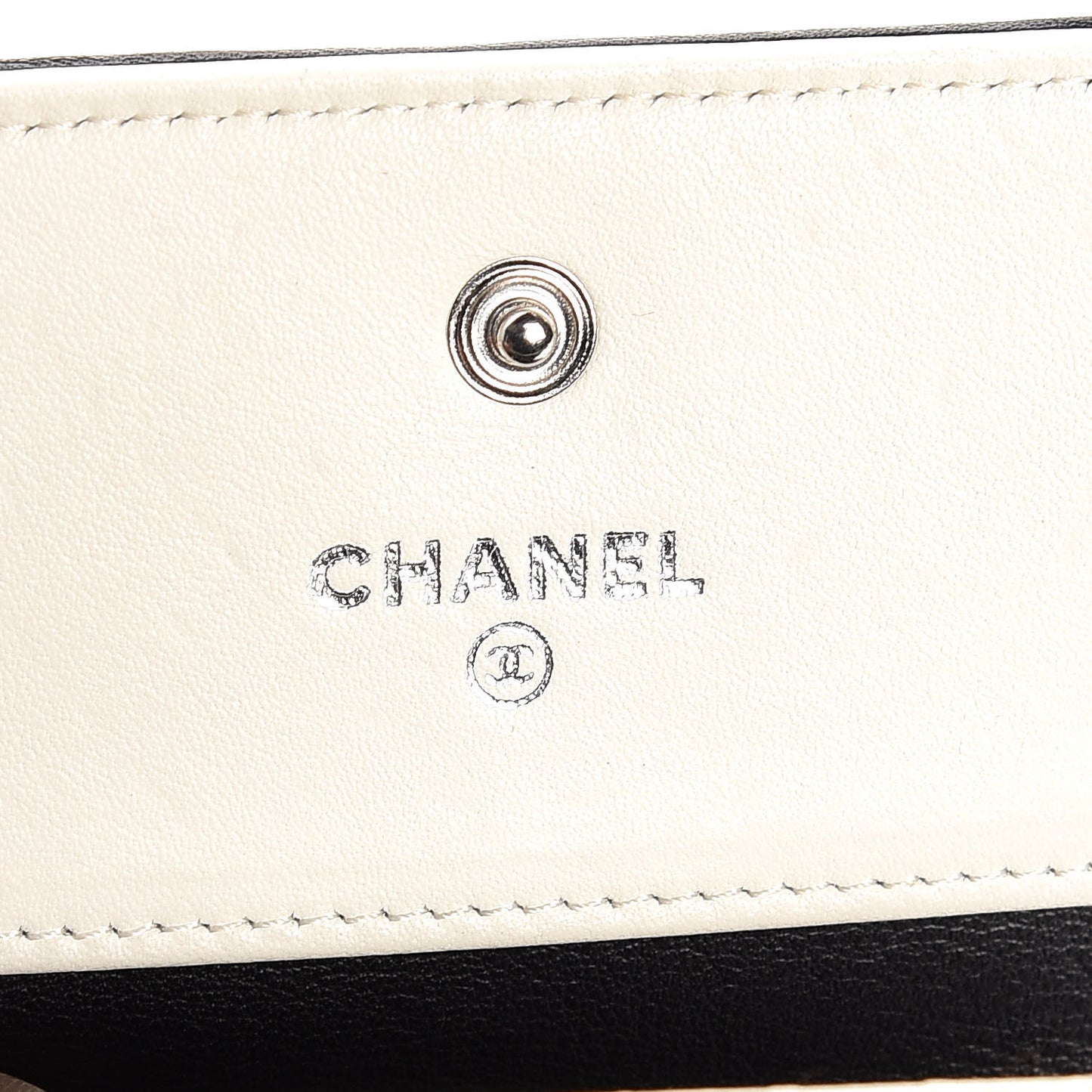 Calfskin Diamond Stitch CC Compact Wallet Ivory