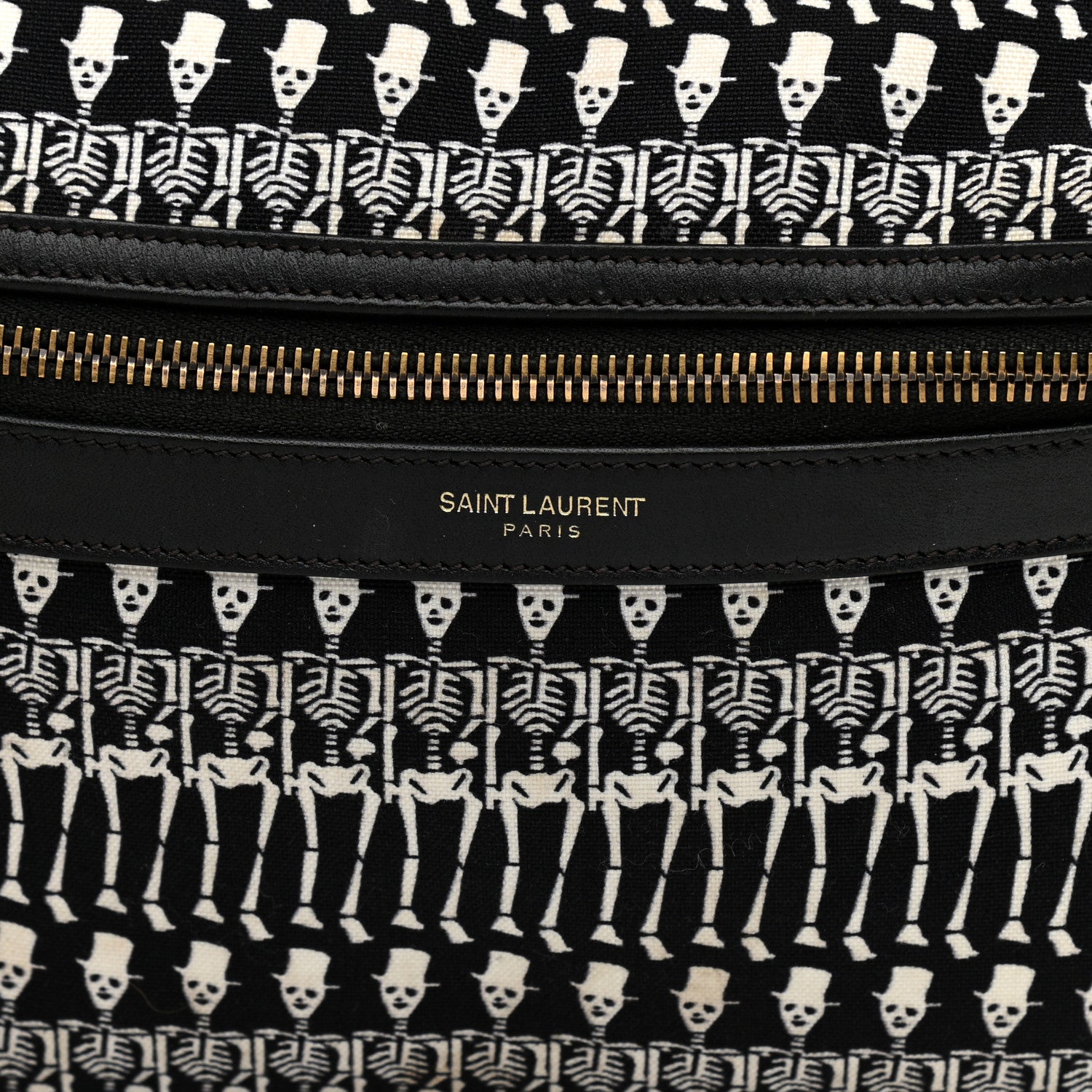Saint Laurent Nylon City Skeleton Print Backpack Black White 6 of 10