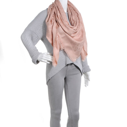 Louis Vuitton Wool Silk Monogram Shawl Rose Petale 2 of 5