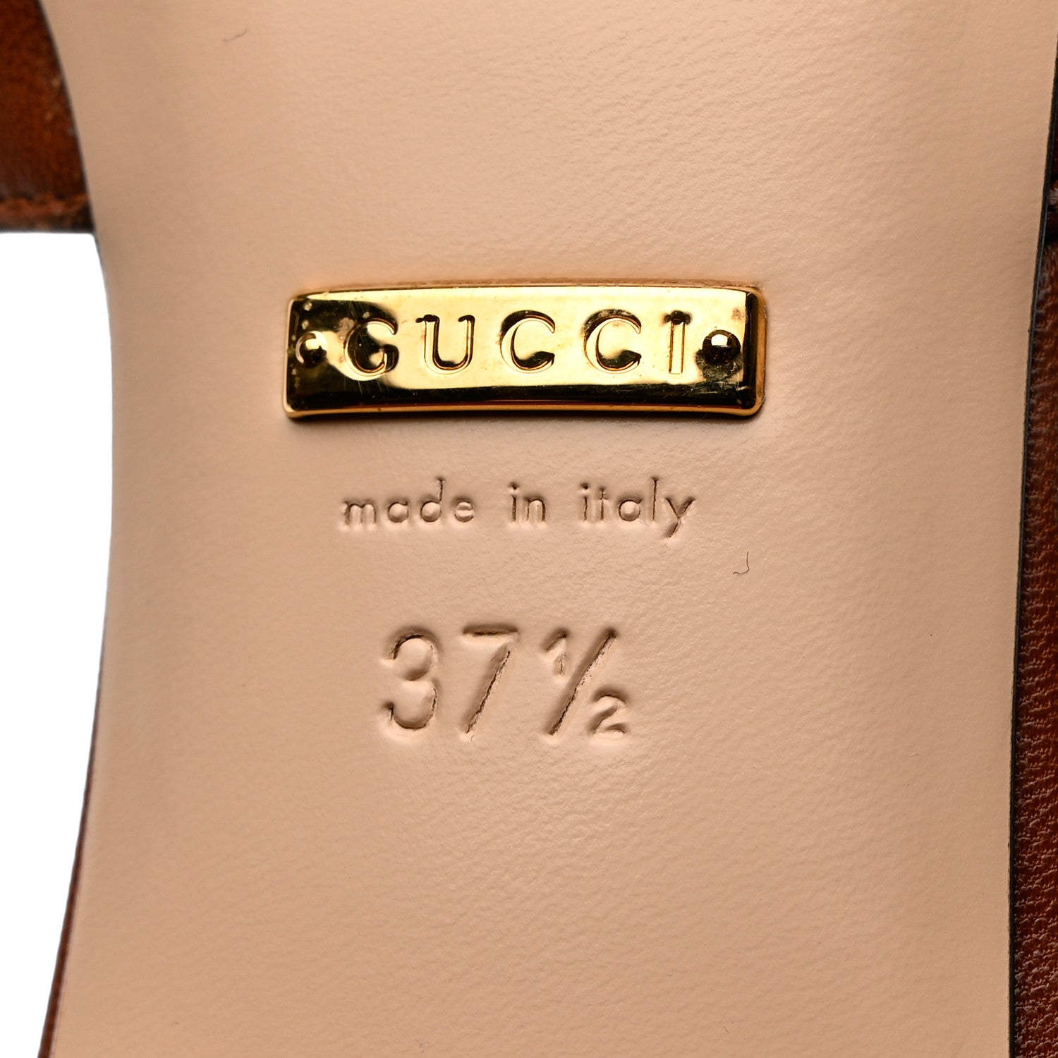 Gucci Malaga Kid Zumi Mid Heel Slide Sandals 37.5 Brown Papaya 7 of 9