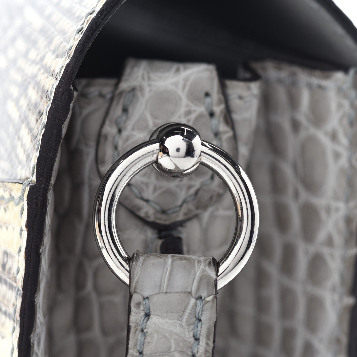 Hermes Matte Alligator Lizard Mini Sac Roulis Ombre Gris Perle 16 of 16