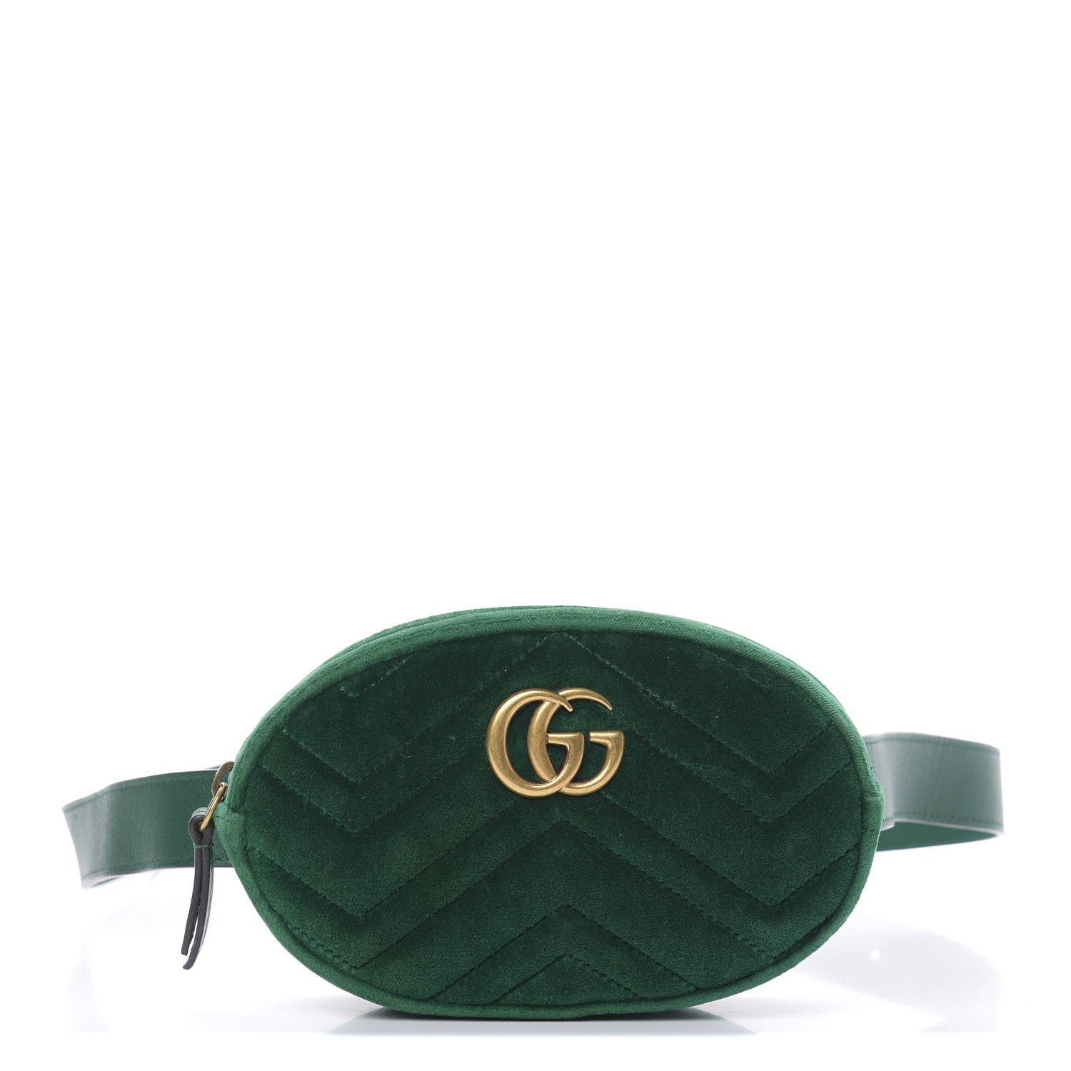 Gucci Velvet Matelasse GG Marmont Belt Bag 95 38 Green 1 of 12