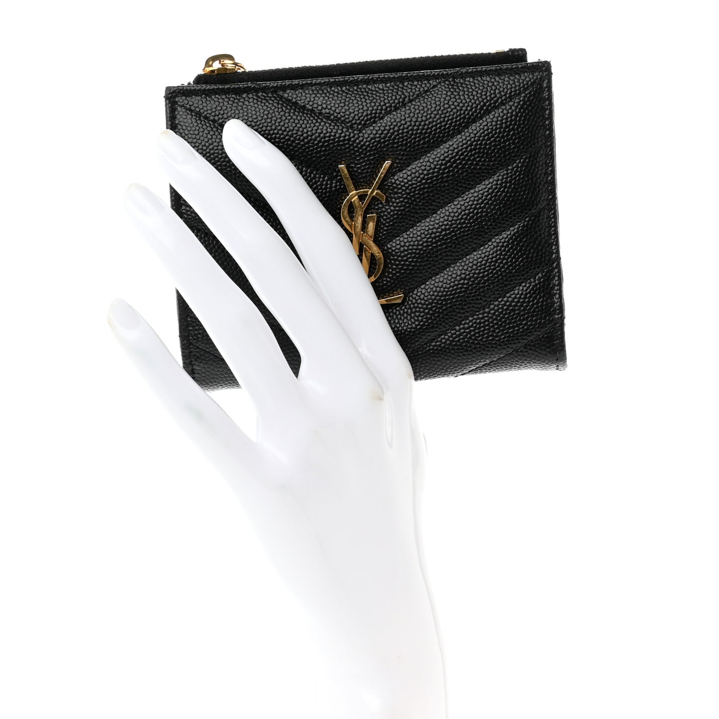 Grain De Poudre Matelasse Chevron Monogram Zipped Card Case Black