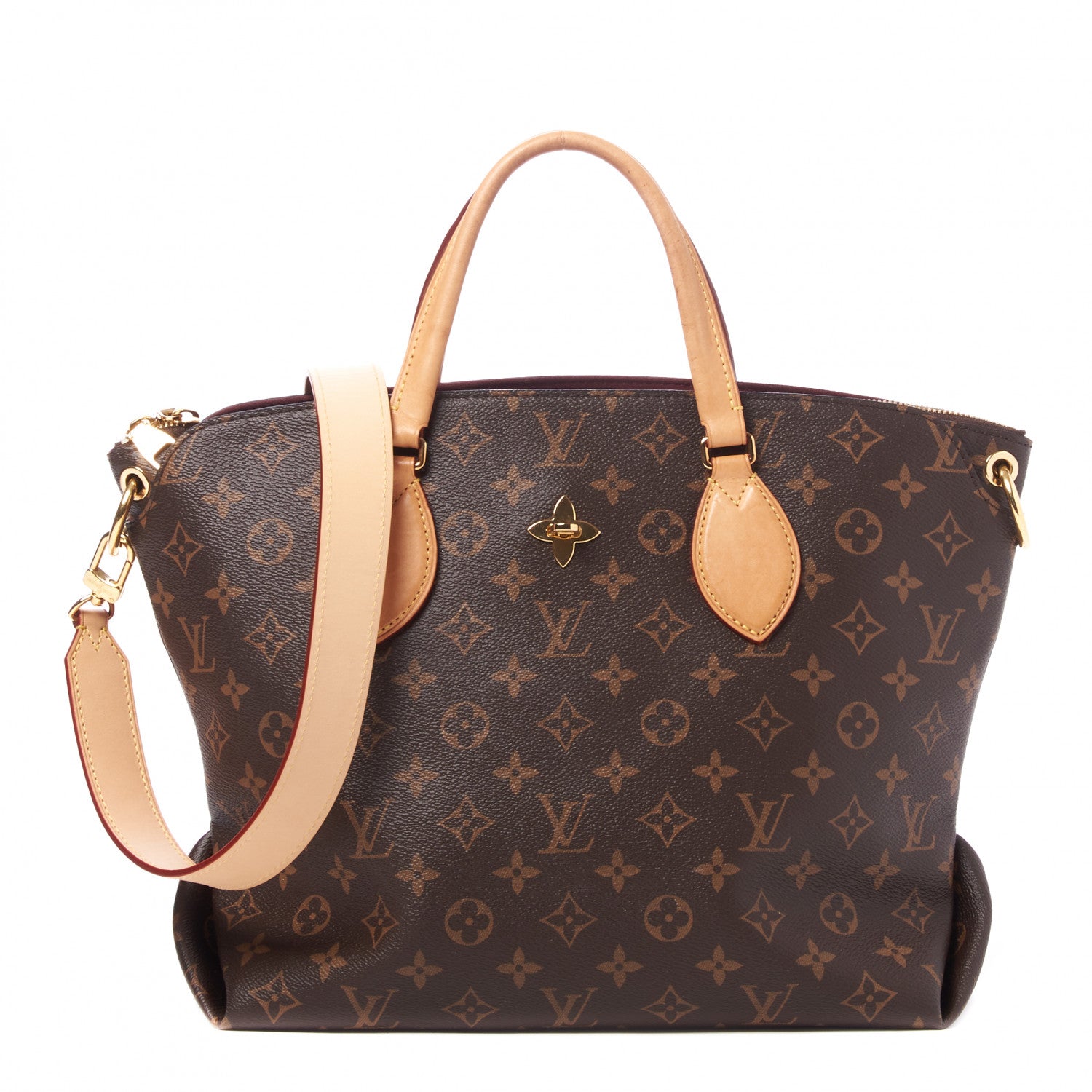Louis Vuitton Monogram Flower Zipped Tote MM Beige 1 of 8