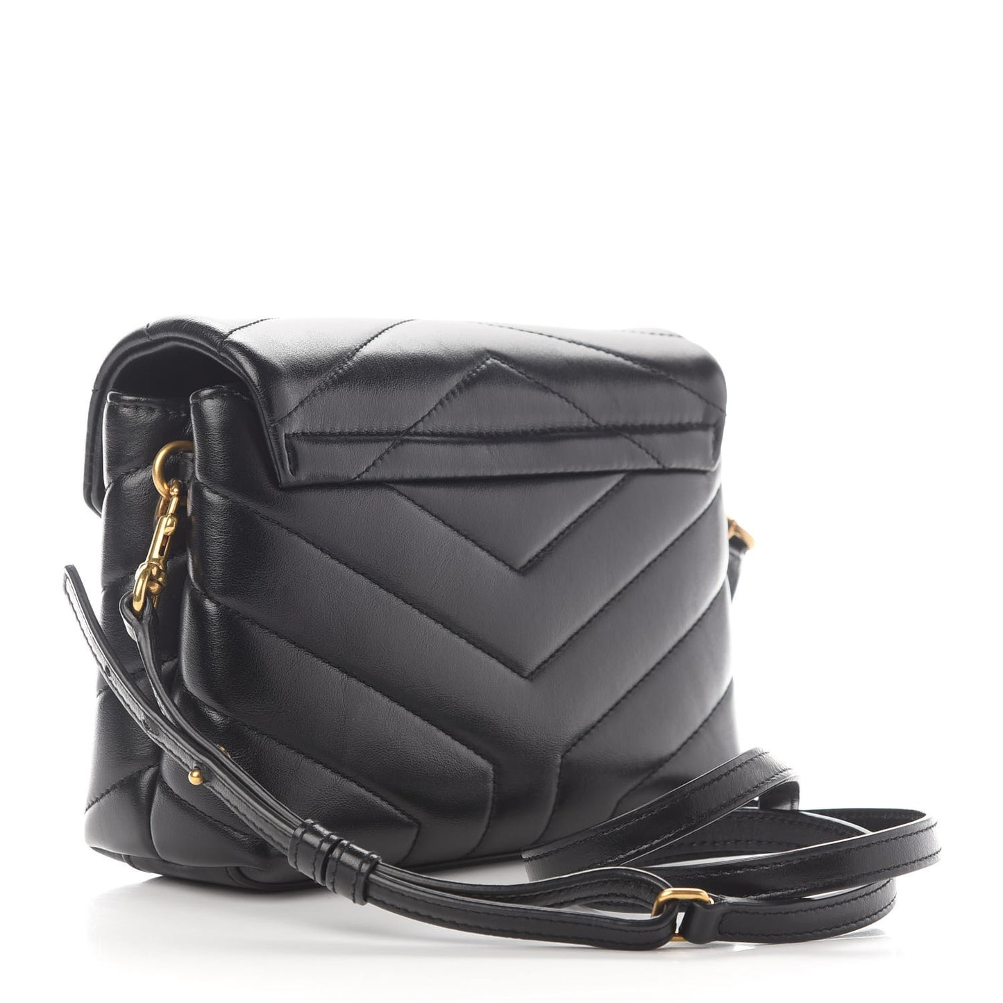 Calfskin Y Quilted Monogram Toy Loulou Crossbody Bag Black