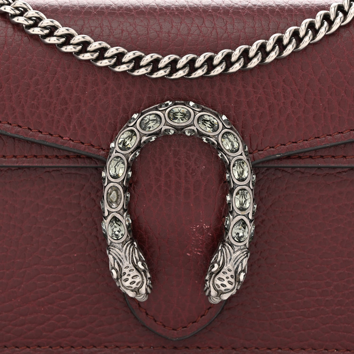Gucci Dollar Calfskin Crystal Super Mini Dionysus Shoulder Bag Vintage Bordeaux Black Diamond 7 of 9
