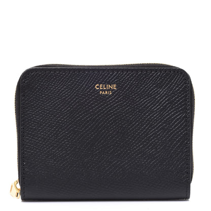 Celine Grained Calfskin Compact Zipped Wallet Black 1 of 7