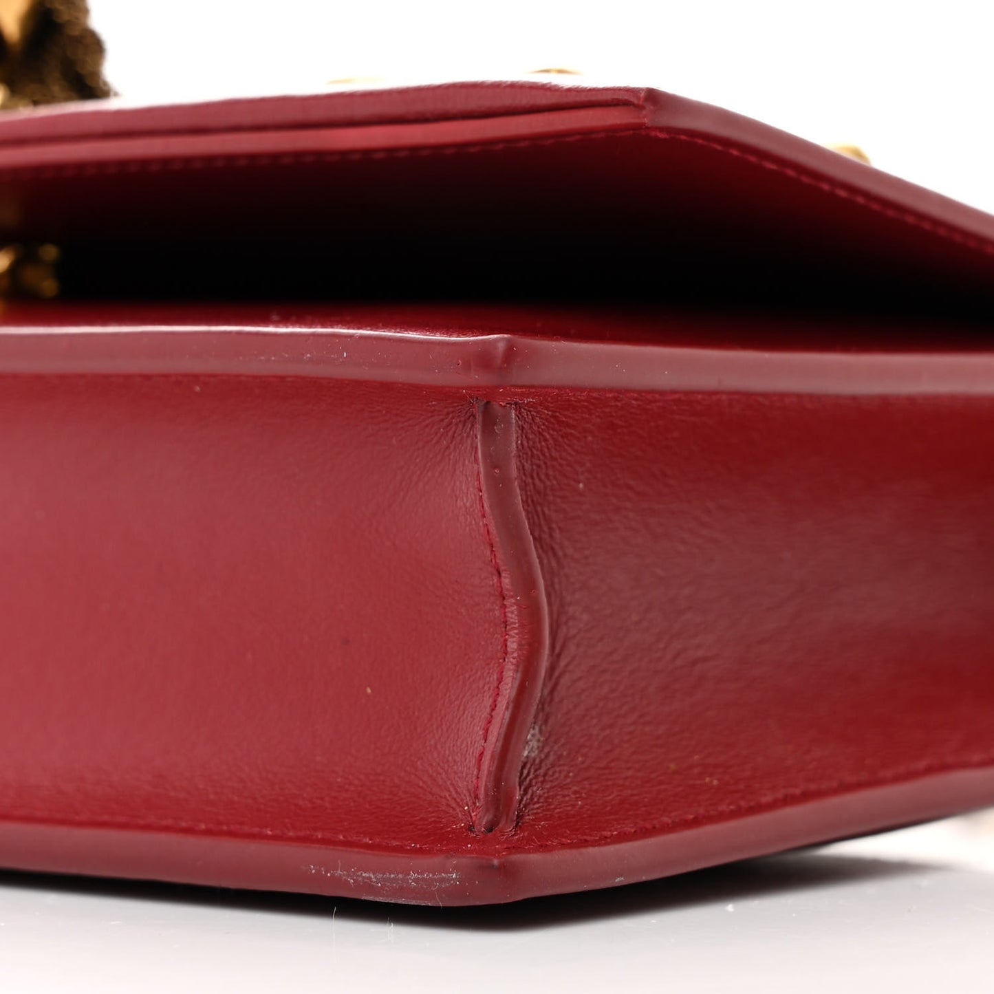 Calfskin Heart Studded Classic Monogram Kate Tassel Chain Wallet Red