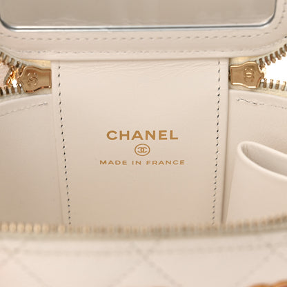 Chanel Caviar Quilted Enamel Coco Casino Mini Vanity Case With Chain White 6 of 10