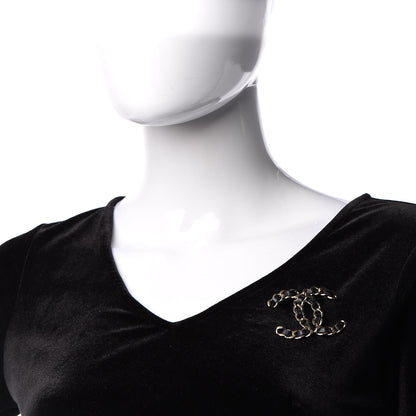 Chanel Lambskin Chain CC Brooch Black Gold 2 of 5