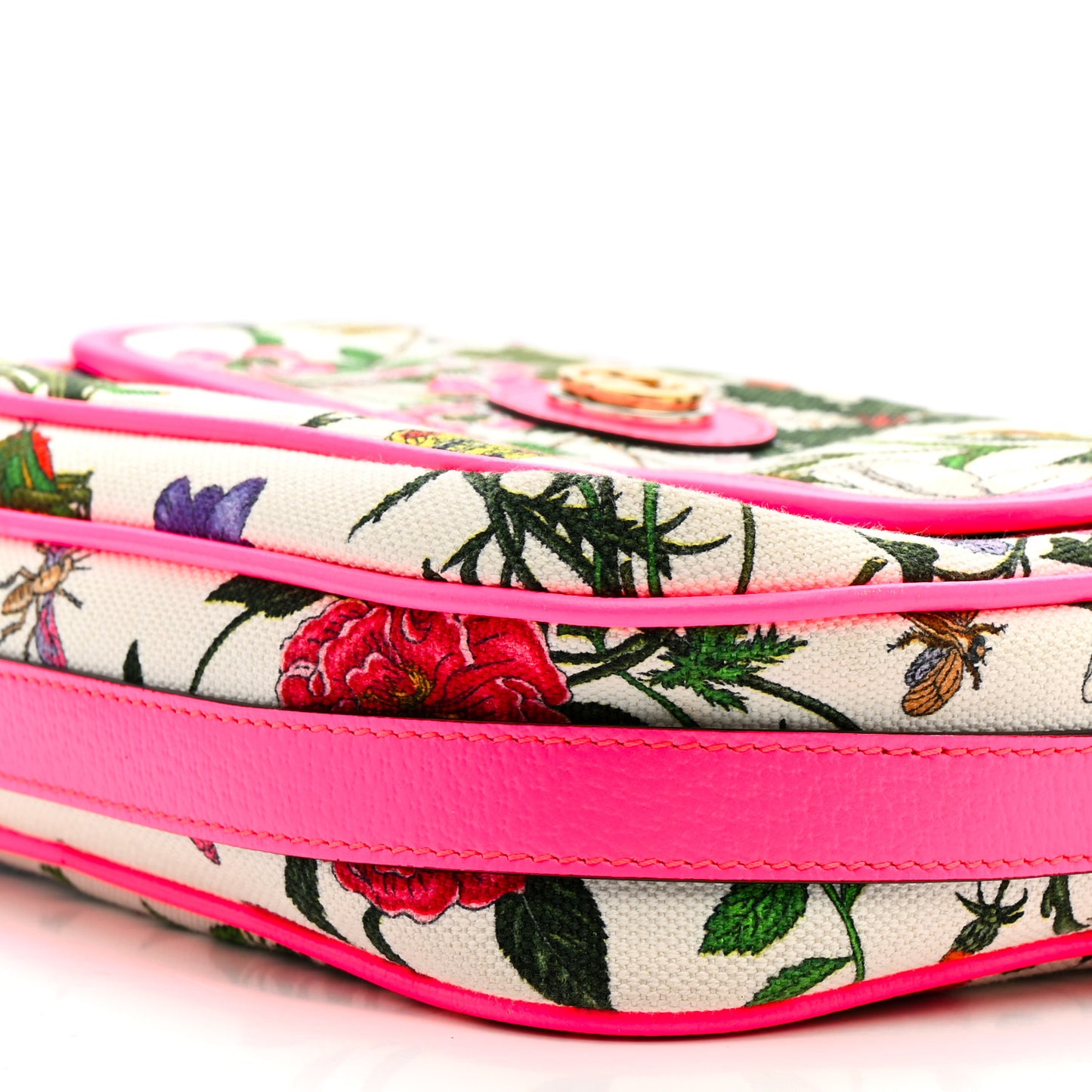 Canvas Flora Floral Shoulder Bag White Fuchsia Fluo