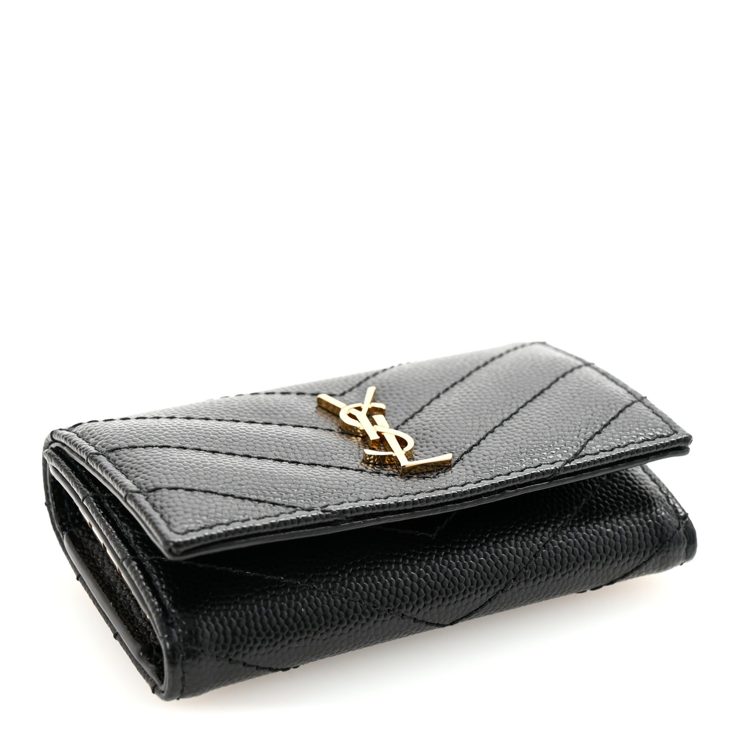 Grain de Poudre Matelasse Cassandre Monogram Slim Key Case Black