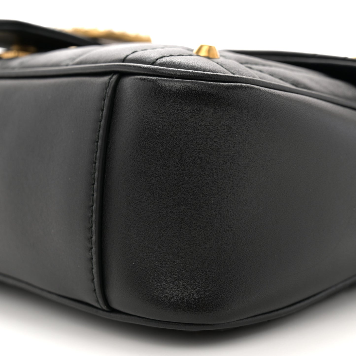 Calfskin Matelasse Studded Small Pearly GG Marmont Shoulder Bag Black