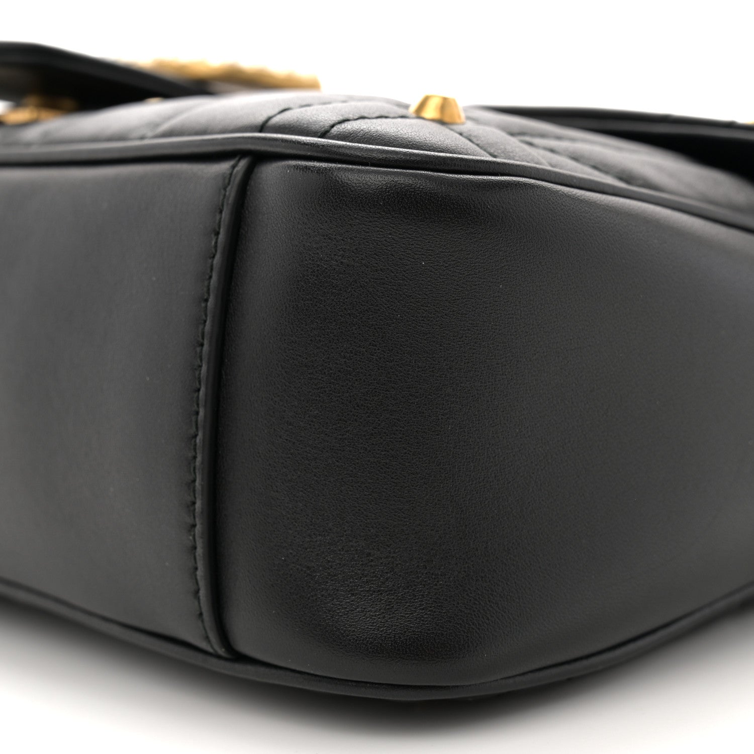 Gucci Calfskin Matelasse Studded Small Pearly GG Marmont Shoulder Bag Black 11 of 11