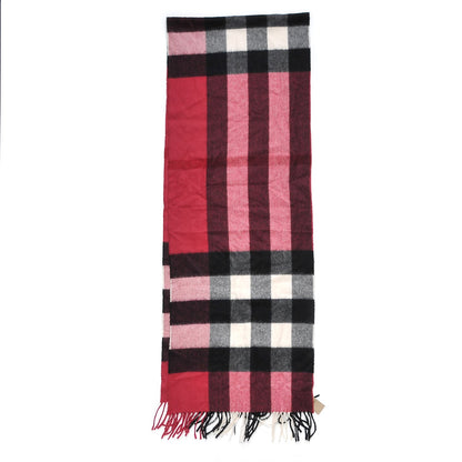 Burberry Cashmere Giant Check Fringe Scarf Plum 3 of 7