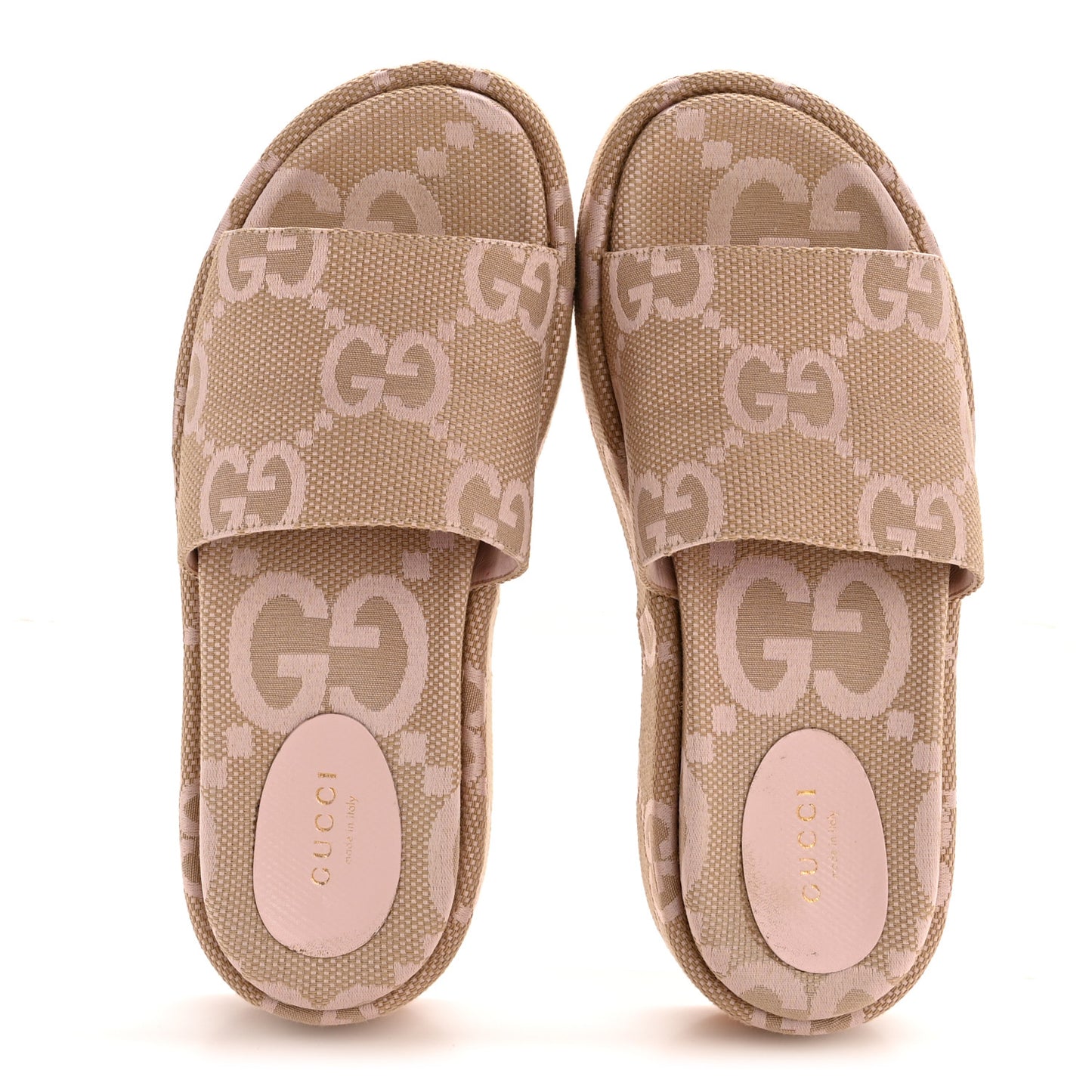 Monogram Jumbo GG Angelina Platform 55mm Slide Sandals 37.5 Beige Perfect Pink