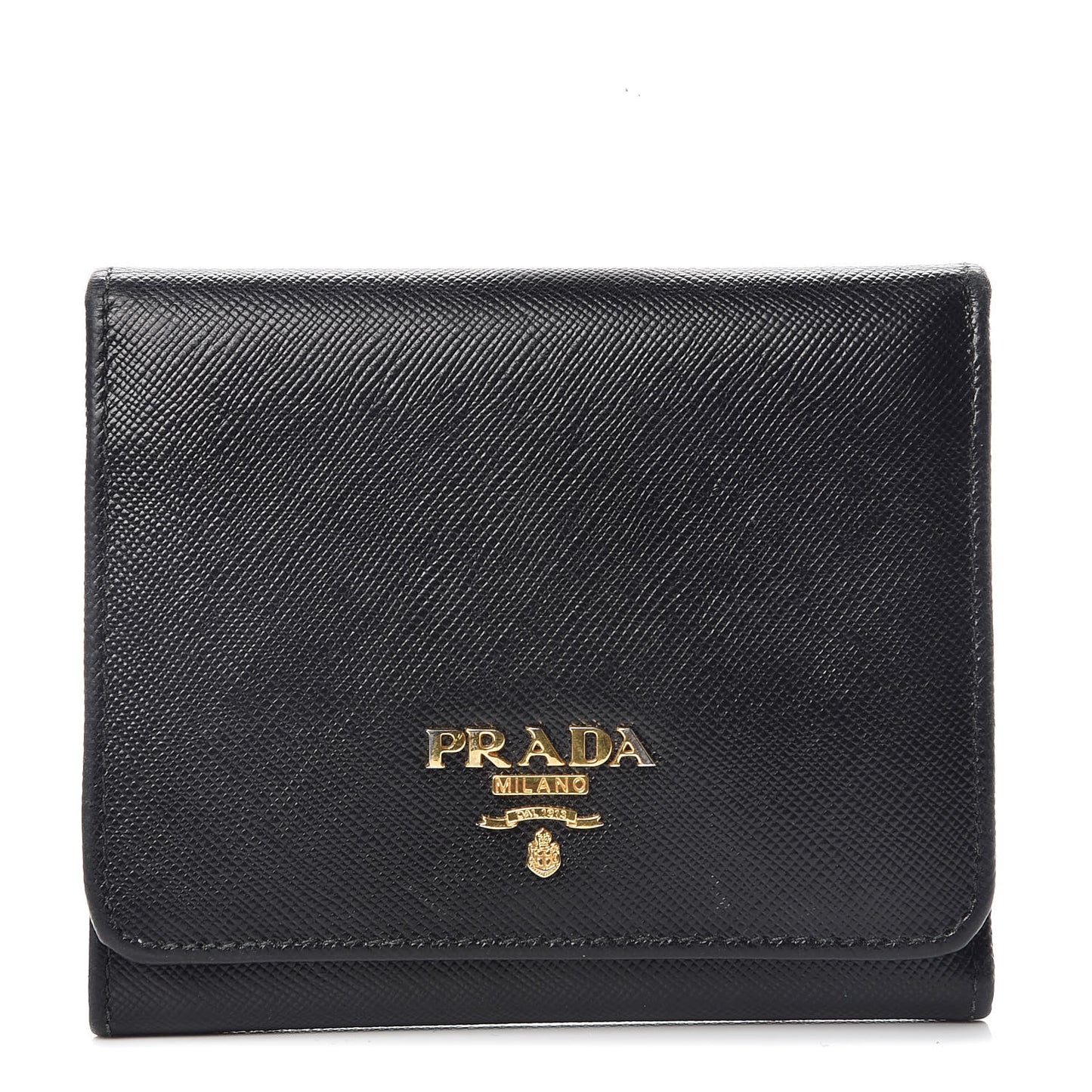 Saffiano Tri-Fold Compact Wallet Black