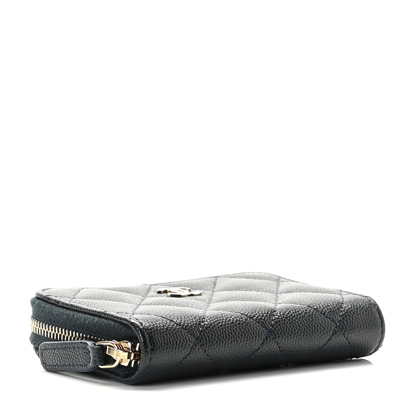 Caviar Quilted Zip Coin Purse Navy Blue