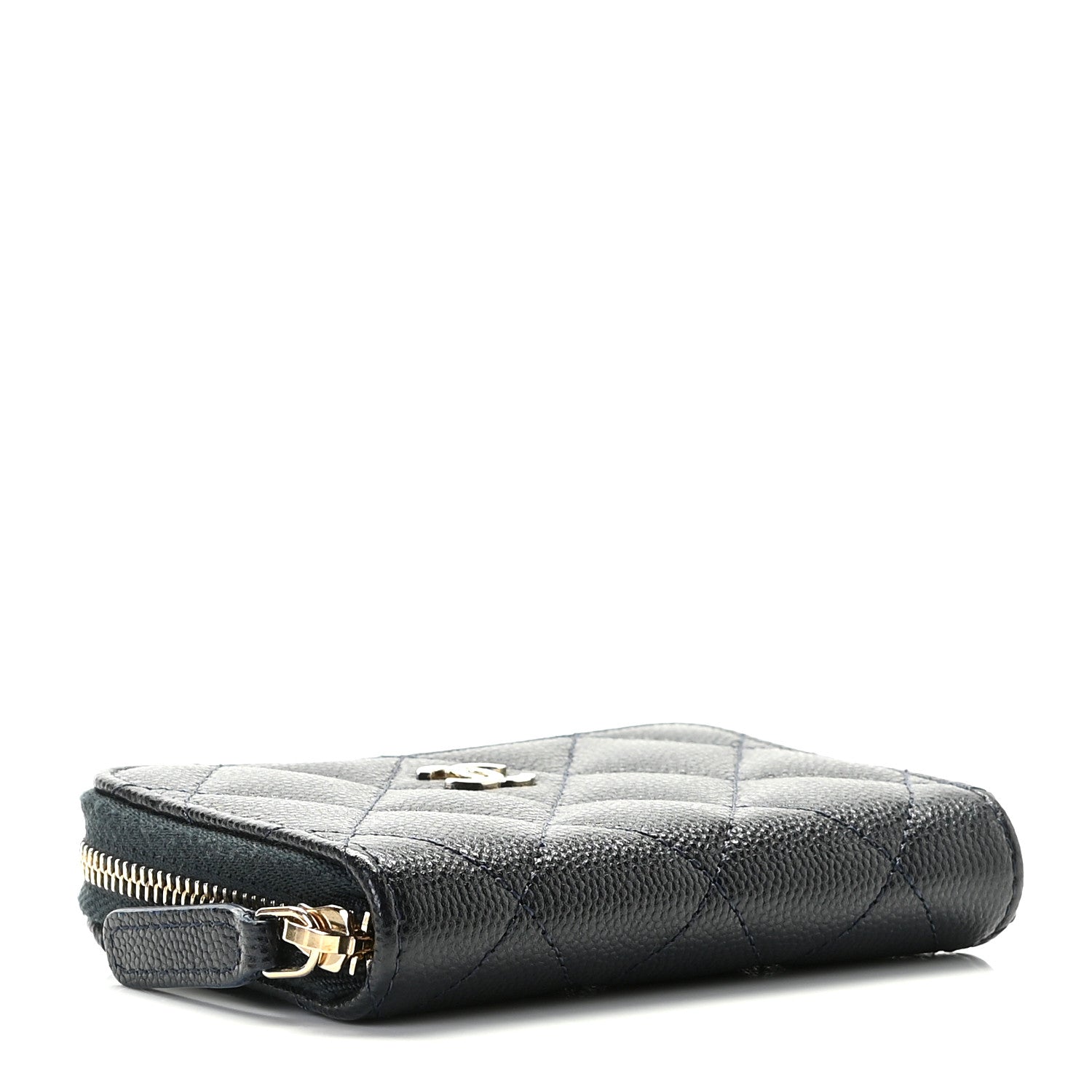 Chanel Caviar Quilted Zip Coin Purse Navy Blue 5 of 9