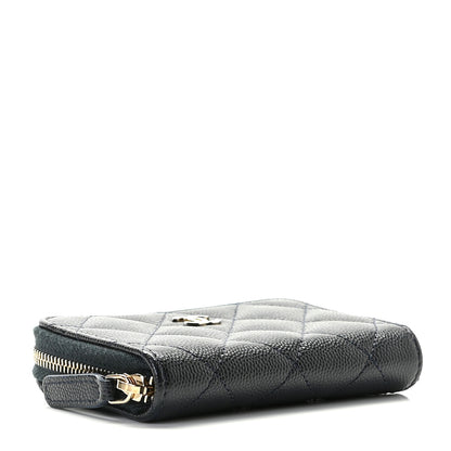 Chanel Caviar Quilted Zip Coin Purse Navy Blue 5 of 9